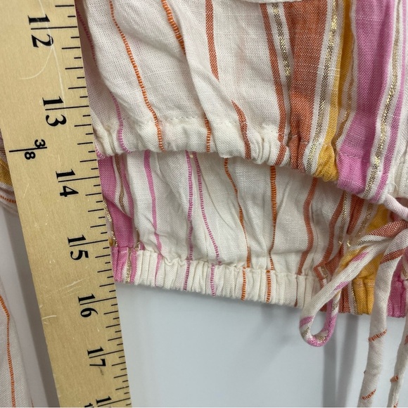 L*SPACE st Lucia Cropped Polo Shirt striped pink orange yellow - Picture 7 of 8